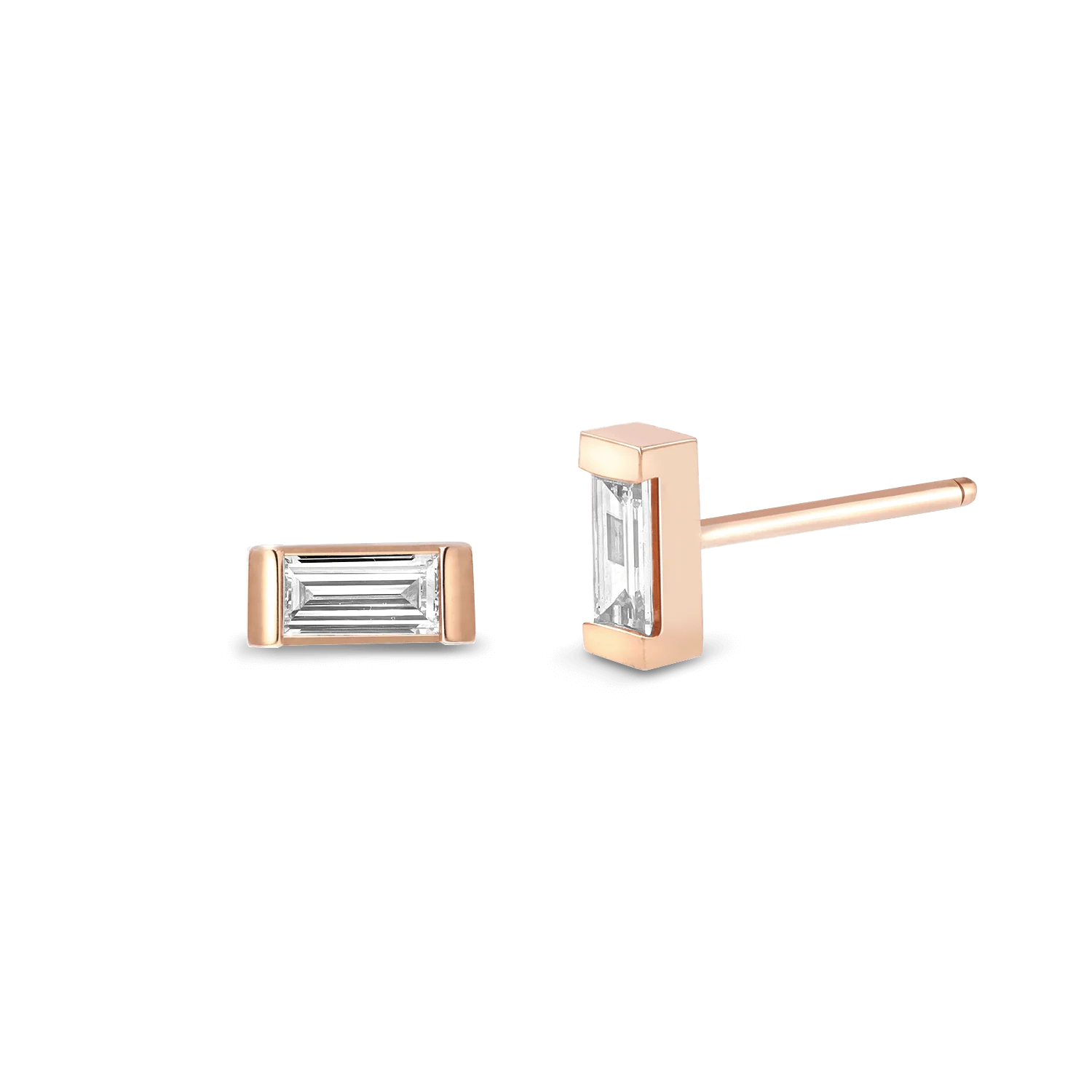 Baguette Diamond Stud Earrings - Image 3